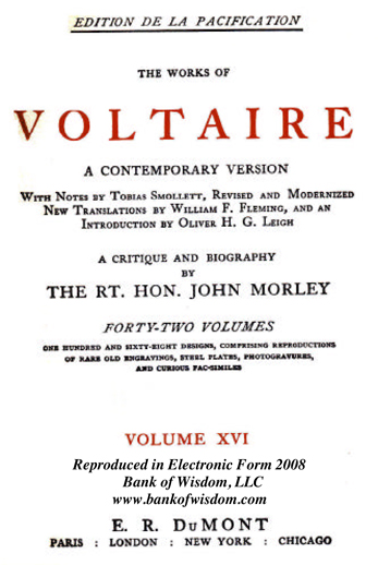 (image for) The Works of Voltaire, Vol. 16 of 42 vols + INDEX volume 43 - Click Image to Close